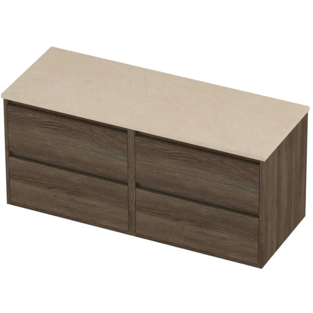 Proline Deck Badmeubelset Hardsteen Greeploos 120x46x54 cm Sand Stone Vital Oak Eiken
