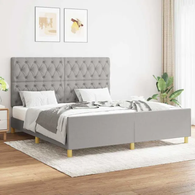 vidaXL Bedframe zonder matras stof lichtgrijs 160x200 cm grijs