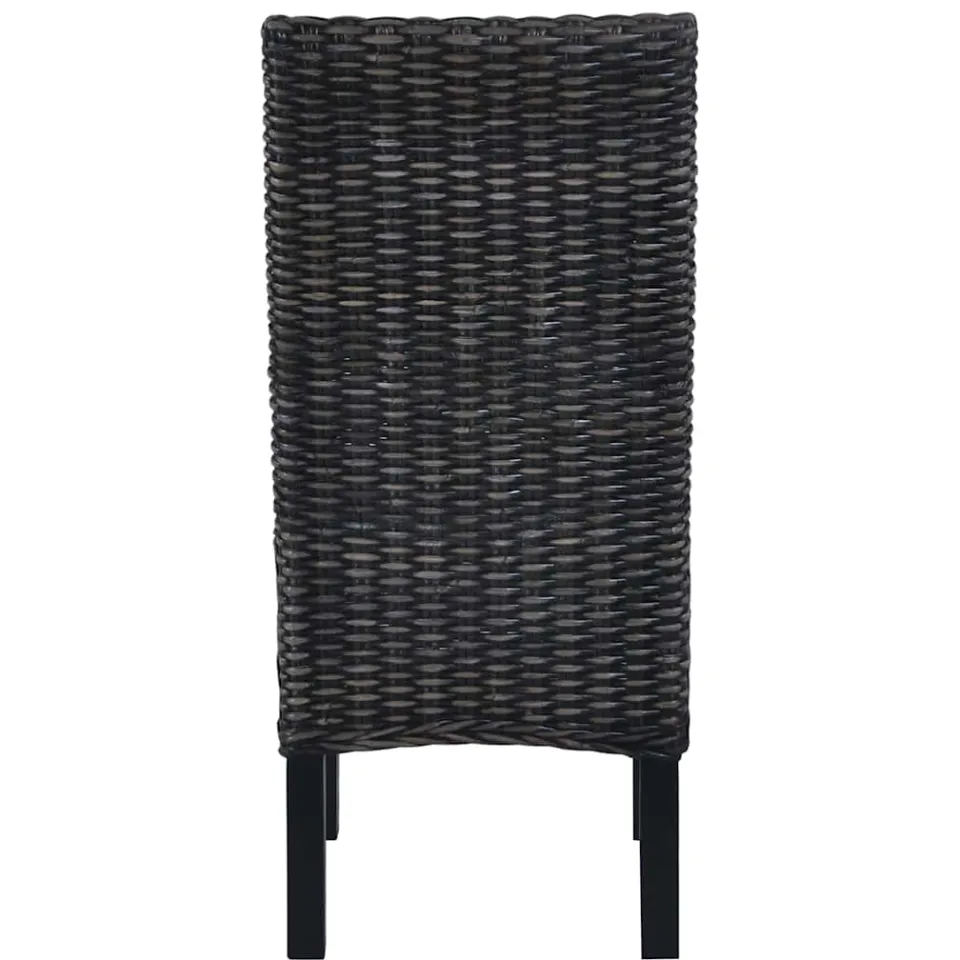 vidaXL Eetkamerstoelen 2 st kubu rattan en mahoniehout zwart, foto 4