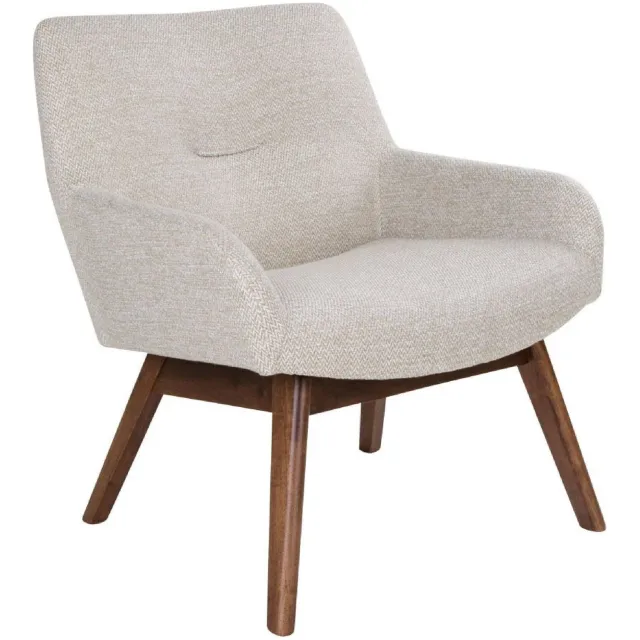 Nest of Nora Lounge fauteuil relaxstoel - Stof en notenhouten poten - Sand Beige