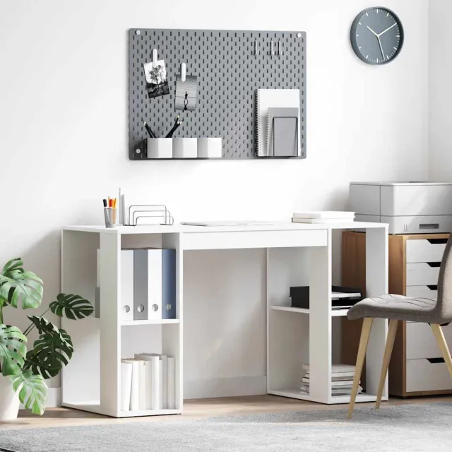 vidaXL Bureau Wit 130 x 50,5 x 75 cm Bewerkt hout, foto 2