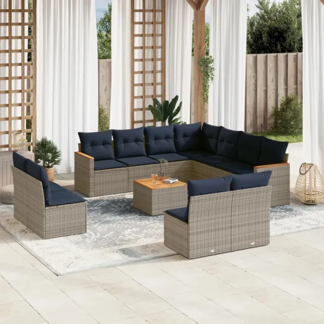 vidaXL 12-delige tuinbankset met kussens, grijs polyrotan, foto 2