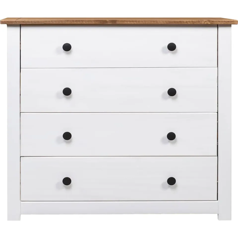 vidaXL Bijzetkast Panama Range 80x40x73 cm grenenhout wit, foto 2