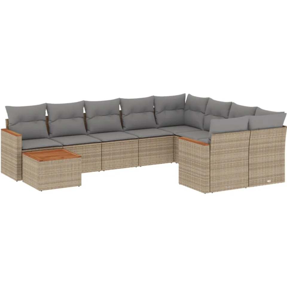 vidaXL Patio Sofa Set 9,0-zits Gemengd beige