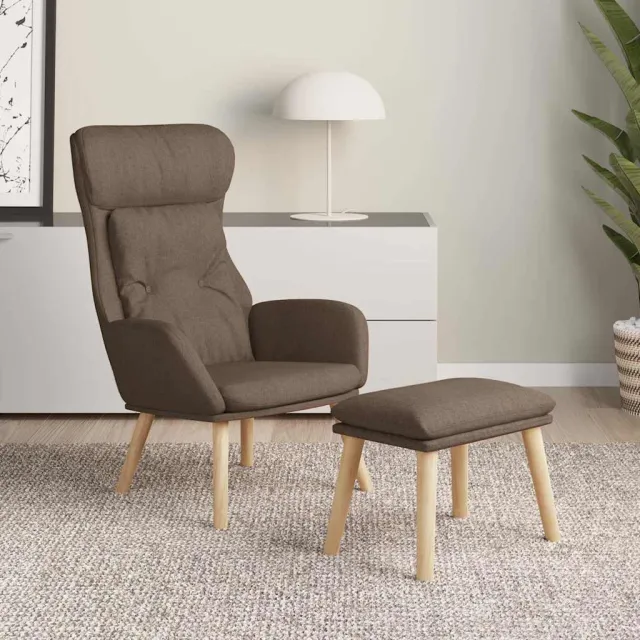 vidaXL Relaxstoel met voetenbank stof taupe