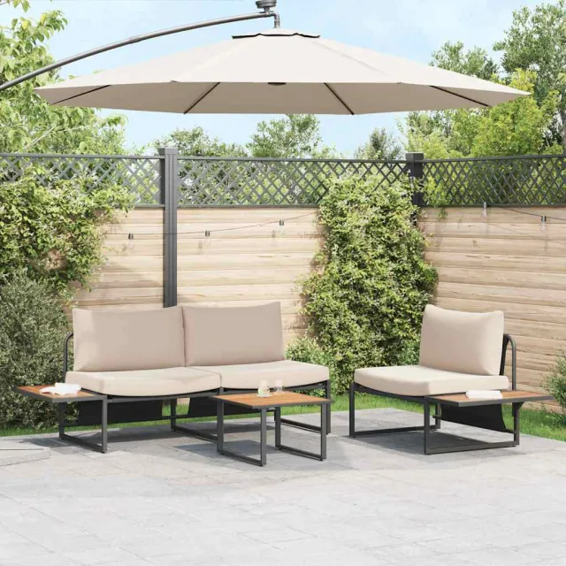 vidaXL Salontafel Zwart en Bruin 55 x 55 x 35 cm Gepoedercoat staal