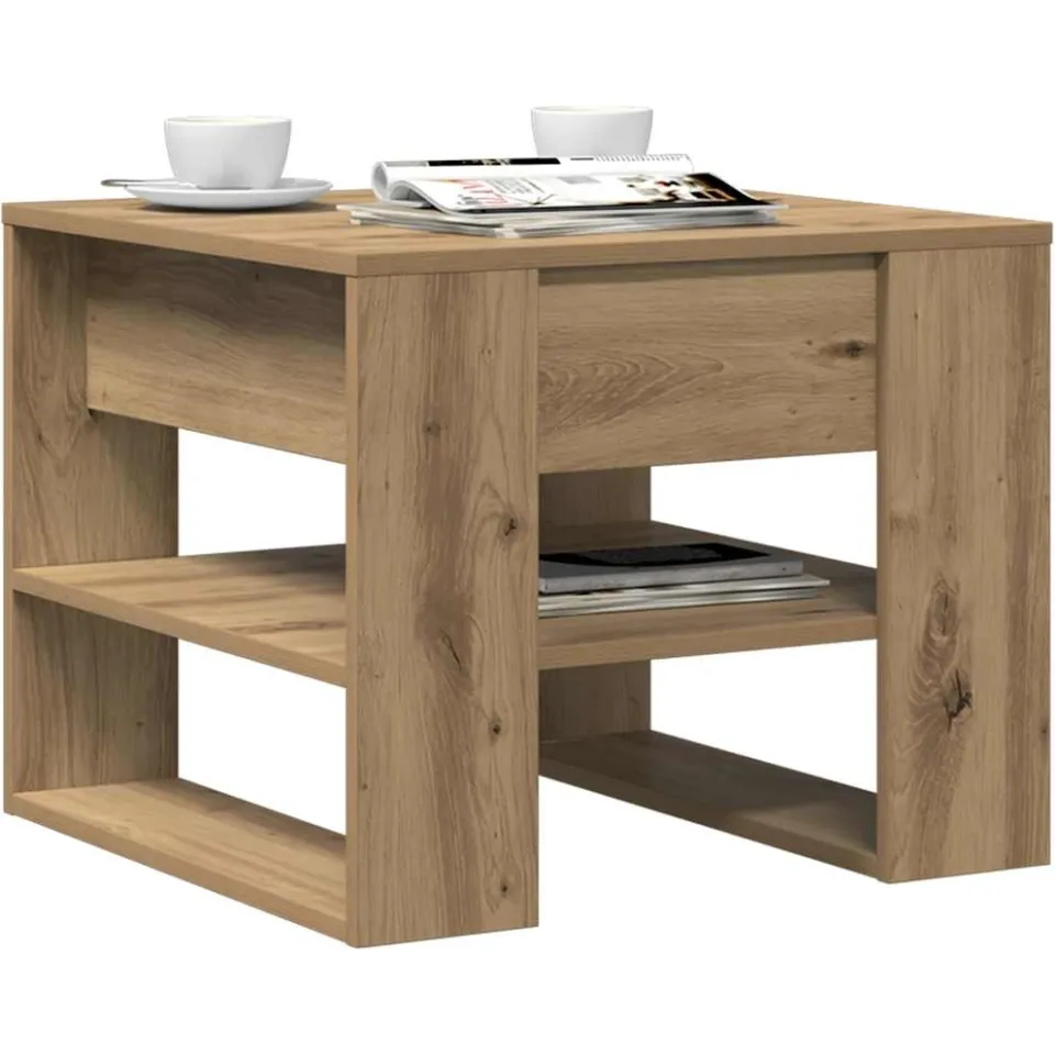 vidaXL Salontafel 55,5x55x45 cm bewerkt hout artisanaal eikenkleur Bruin