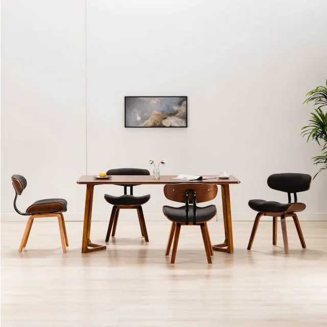 vidaXL Eetkamerstoelen 4 st gebogen hout en stof grijs, foto 2