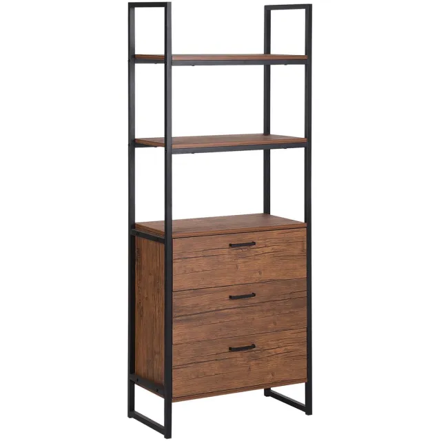 Beliani TIFTON - Boekenkast - Donkere houtkleur - 3 planken- MDF Bruin