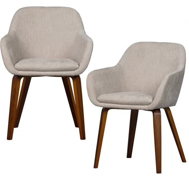 vtwonen Base Eetkamerstoelen - Velvet Stof - Zand/Beige - 80x58x58 cm - Set van 2