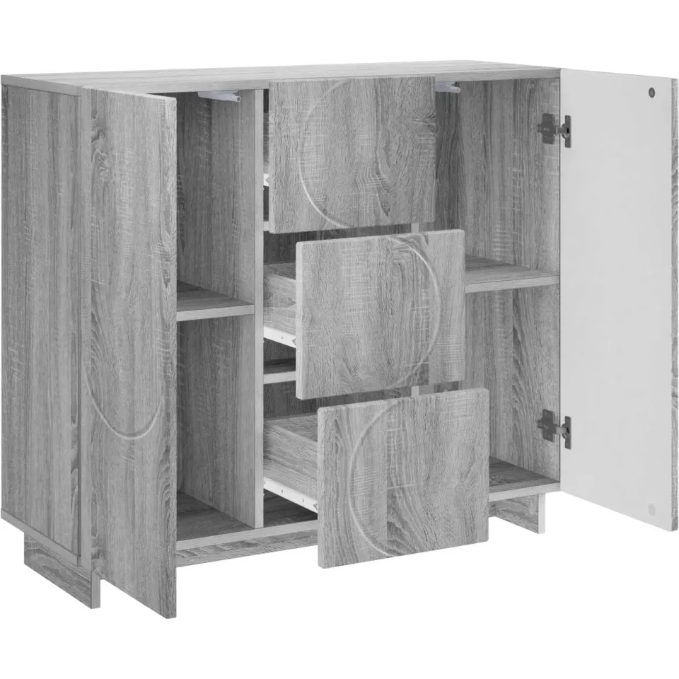 vidaXL Dressoir Grijs Sonoma 85,5 x 31 x 75 cm Bewerkt hout