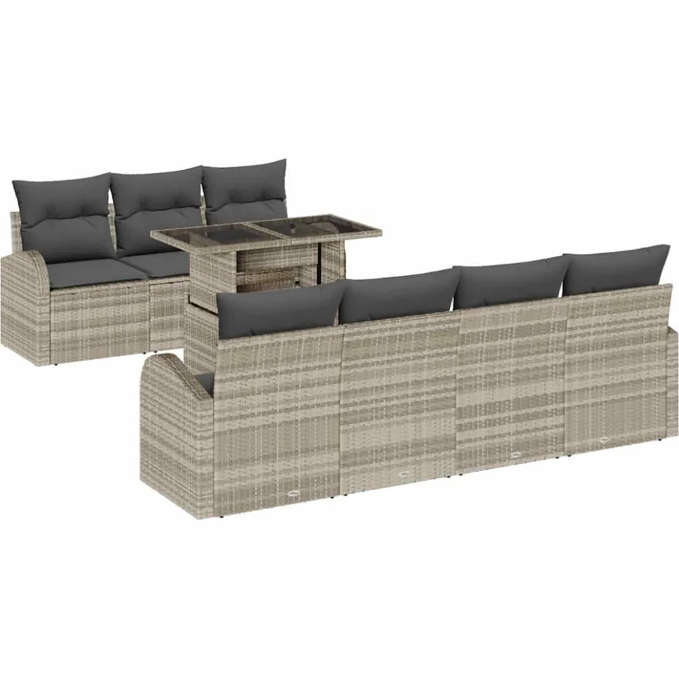 vidaXL Tuin Sofa Set 8 st Lichtgrijs Poly riet