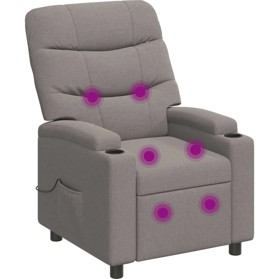 vidaXL Massage-relaxstoel Taupe 75 x 93 x 102 cm Stof, foto 3
