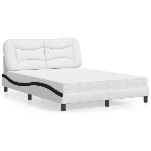 vidaXL Bed met matras "Hvar" kunstleer zwart en wit 120x200 cm