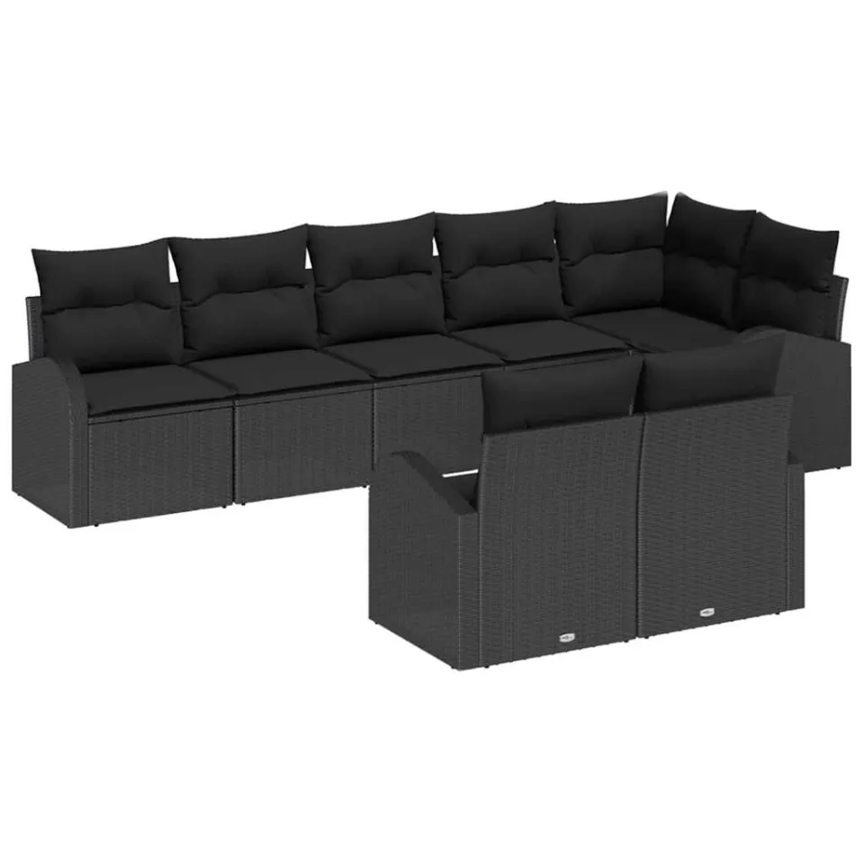 vidaXL Tuinbankenset 8 st Zwart poly rattan