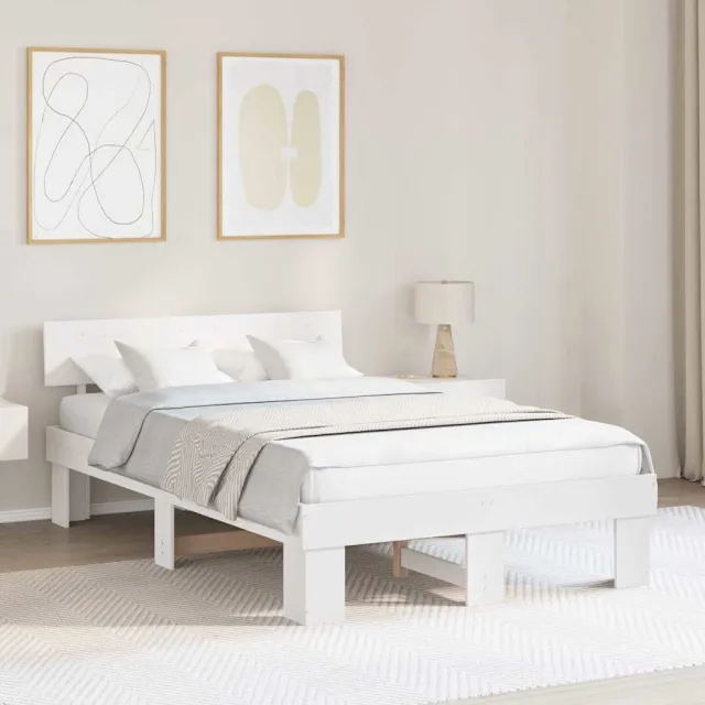 vidaXL Bedframe met hoofdeinde Wit 120 x 200 cm Massief grenenhout