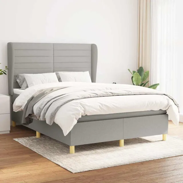 vidaXL Boxspring met matras stof lichtgrijs 140x190 cm grijs