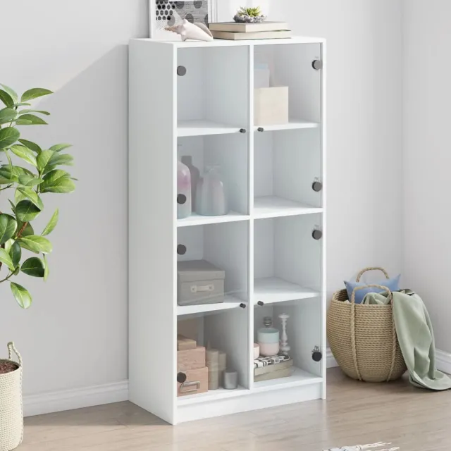 vidaXL Hoge kast met deuren 68x37x142 cm bewerkt hout wit, foto 2