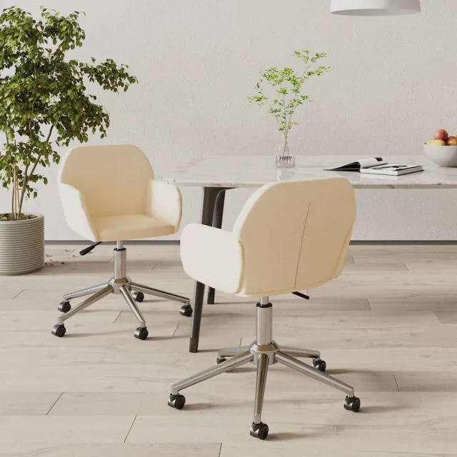 vidaXL Eetkamerstoelen 2 st draaibaar stof crèmekleurig, foto 2