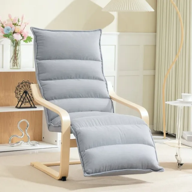 FloraGrace Relaxfauteuil 67 x 93-114 x 105 Cm - Verstelbare Voetensteun En Schommelend Onderstel - Voor Woonkamer Of Leeshoek - Velvet - Lichtgrijs