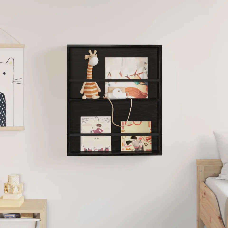 vidaXL Tijdschrift Rek Zwart Eiken 60 x 12 x 70 cm Bewerkt hout, foto 4