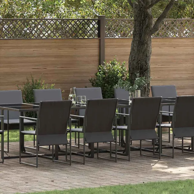 vidaXL Tuin eettafelset 13 st Zwart Staal, foto 2