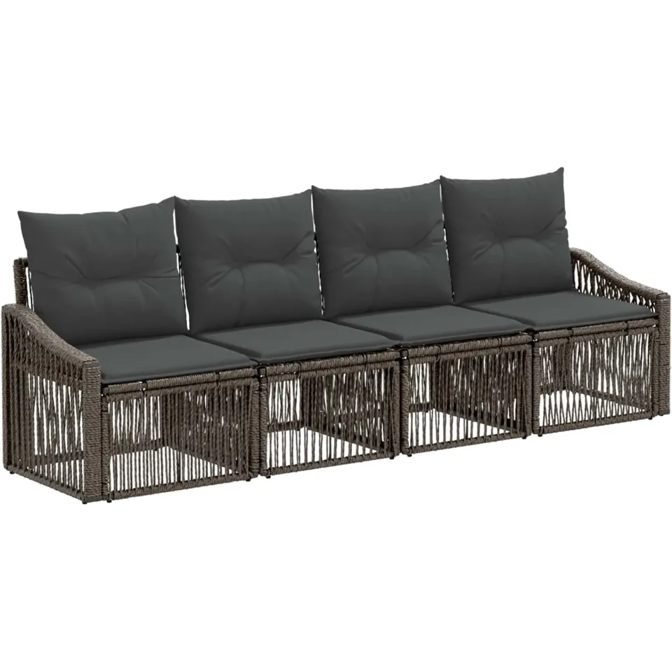 vidaXL Tuinbankenset 4 st 4-zits Grijs poly rattan, foto 3