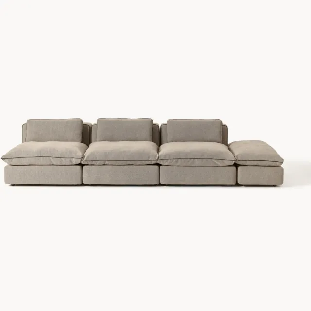 Westwing Collection Modulaire XL-bank Felix (3-zits) met poef Taupe