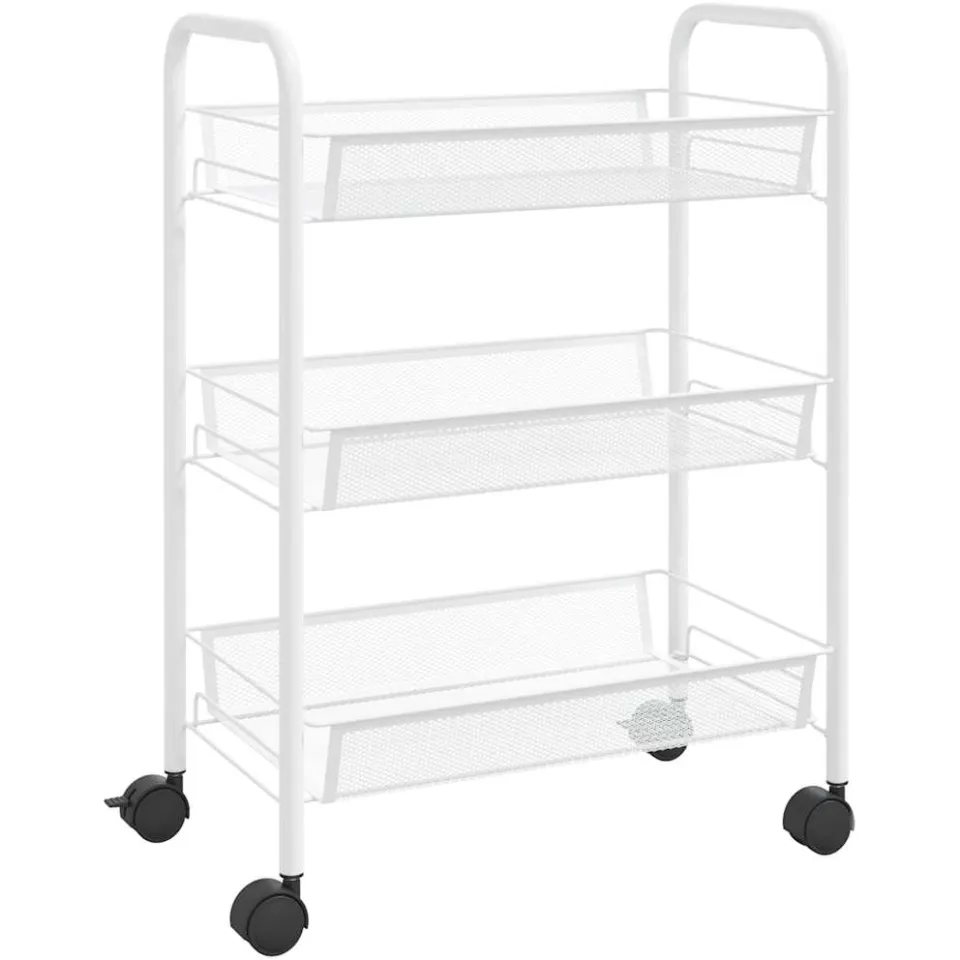 vidaXL Keukentrolley 3-laags 46x26x54 cm ijzer wit, foto 3