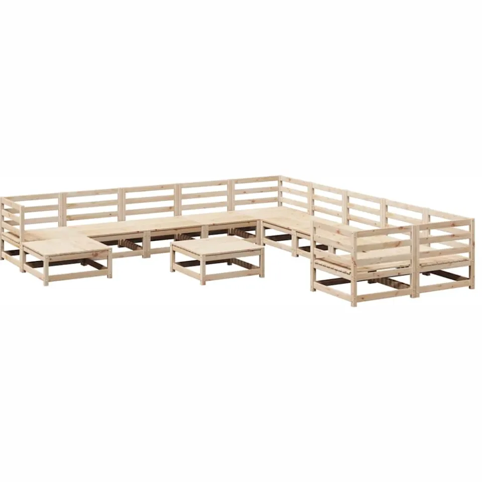 vidaXL 12-delige Loungeset massief grenenhout Bruin