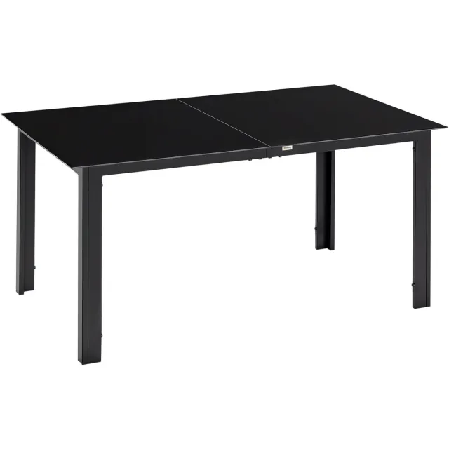 Killogood Tuintafel voor 6 personen, weerbestendig, gehard glas, terrastafel, 150 cm x 90 cm x 74 cm, zwart