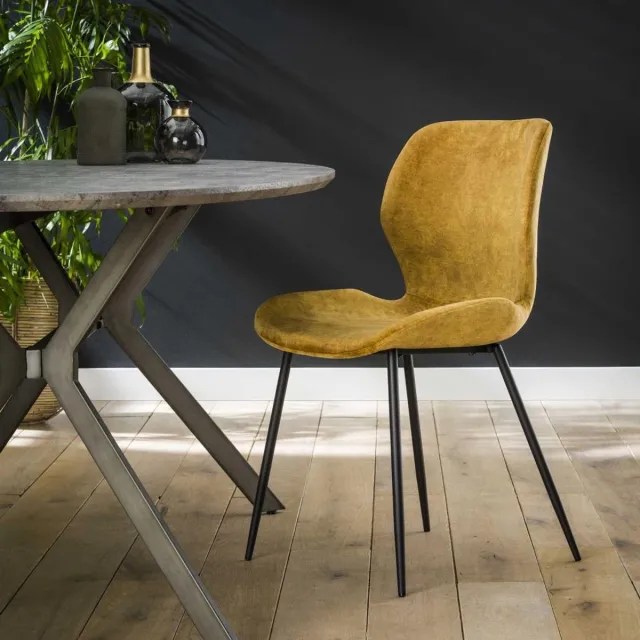 G***-M Giga Meubel Eetkamerstoel Velvet - Goud - Set van 2 Goudkleurig