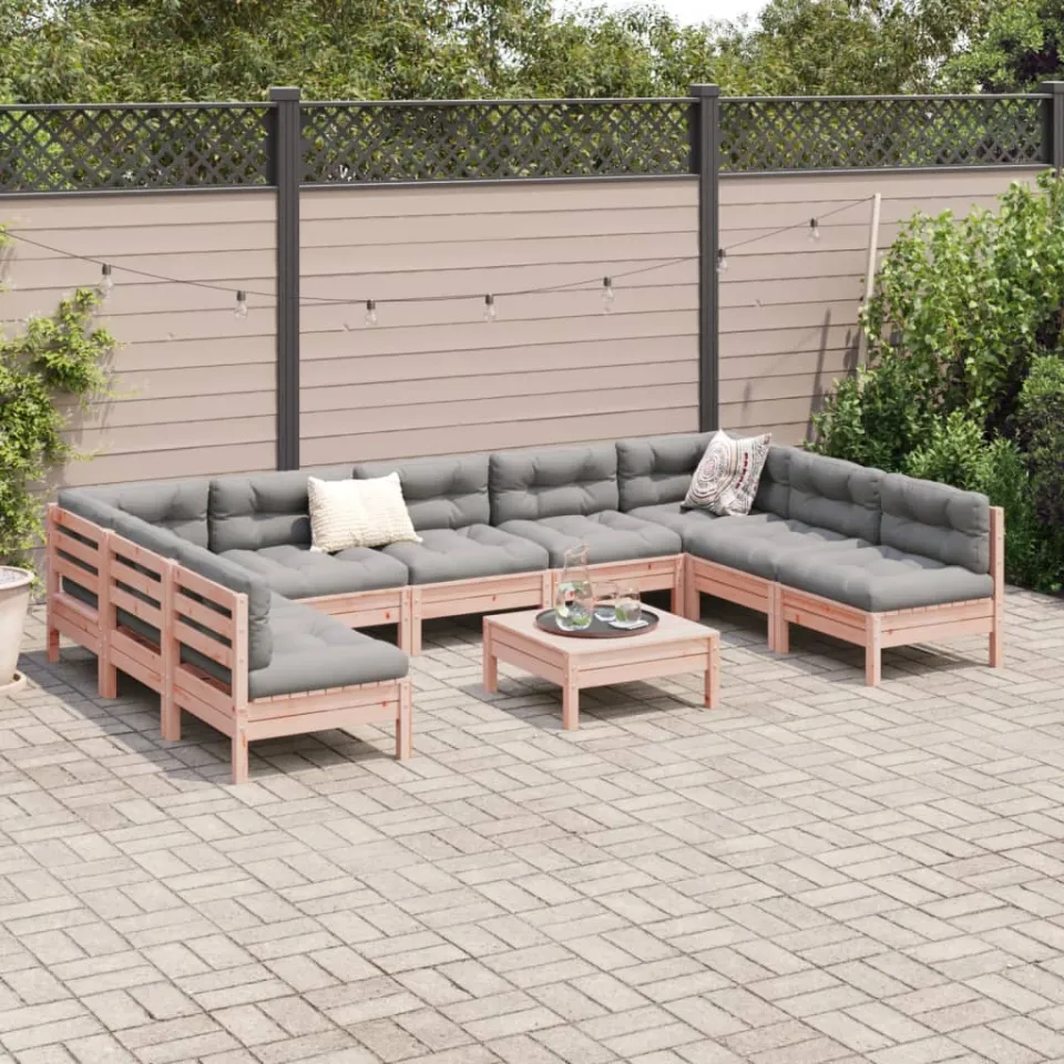 vidaXL 10-delige Loungeset met kussens massief douglas vurenhout bruin, foto 2