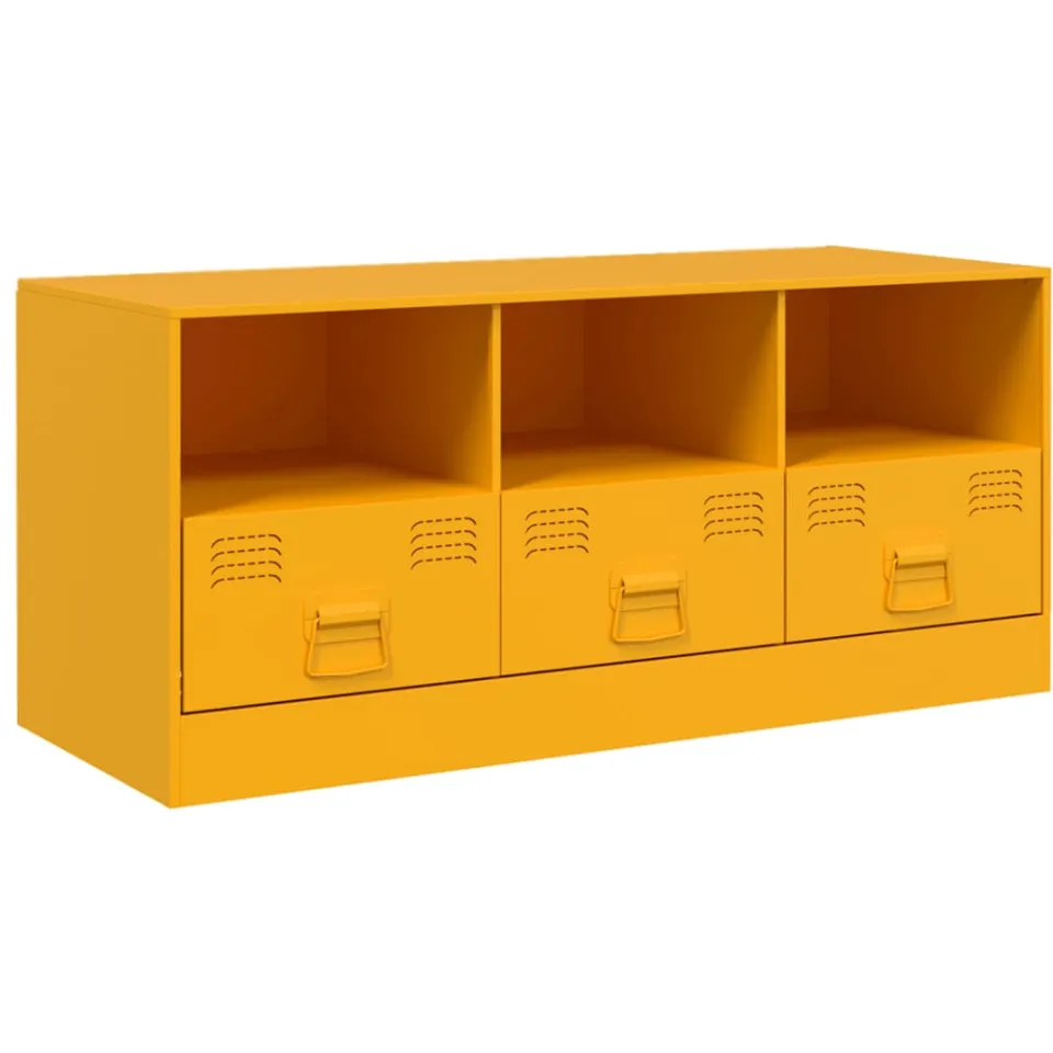 vidaXL Tv-meubel 99x39x44 cm staal mosterdgeel