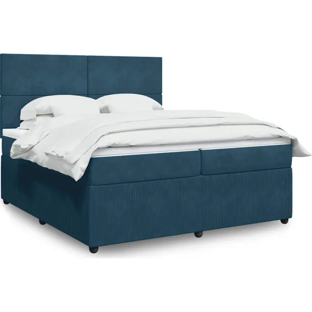 vidaXL Boxspring met matras fluweel donkerblauw 200x200 cm blauw