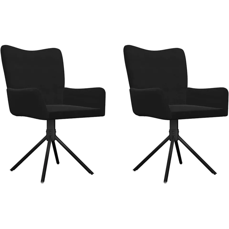 vidaXL Eetkamerstoelen draaibaar 2 st fluweel zwart, foto 3