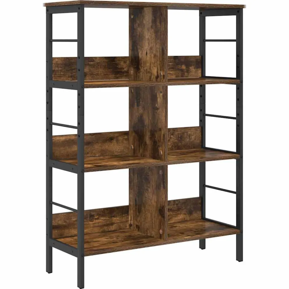 vidaXL Boekenkast 6-laags 82 x 32 x 112 cm Bewerkt hout Gerookt eiken Bruin