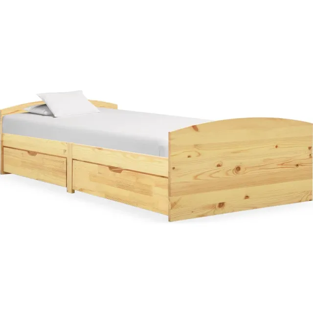 vidaXL Bedframe met 2 lades massief grenenhout 90x200 cm Bruin