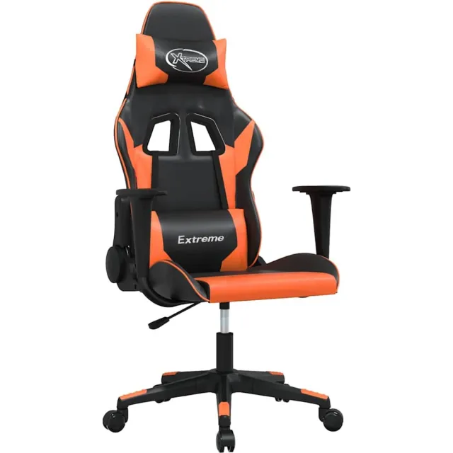 vidaXL Gamestoel - kunstleer - zwart - en - oranje zwart en oranje