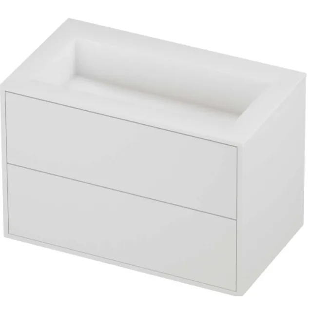 Proline Aristo Badmeubelset Polystone Elegant 2 Laden 80x46x54 cm Mat Wit Mat White