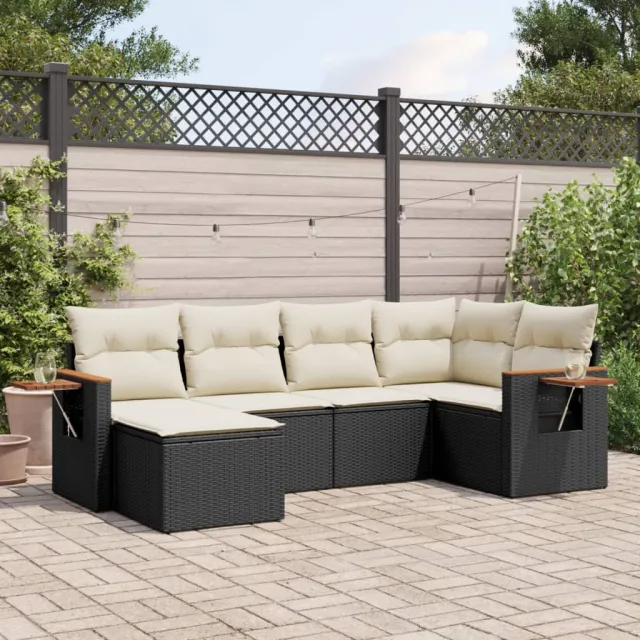 vidaXL Patio Sofa Set 6-zits Black and Cream, foto 2