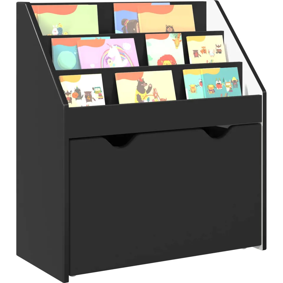 vidaXL Kinderen Boekenkast Zwart 60 x 29,5 x 69 cm Bewerkt hout