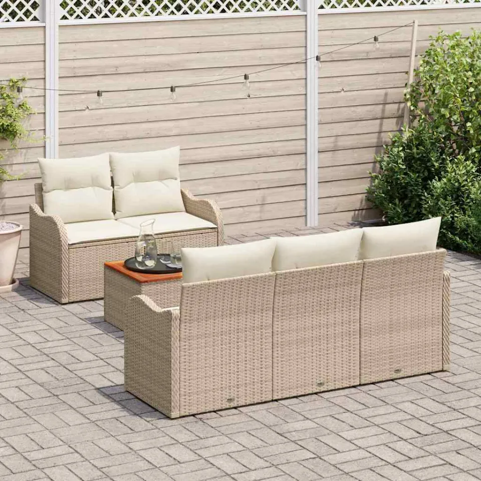 vidaXL Tuinbankenset 6 st Beige poly rattan, foto 3