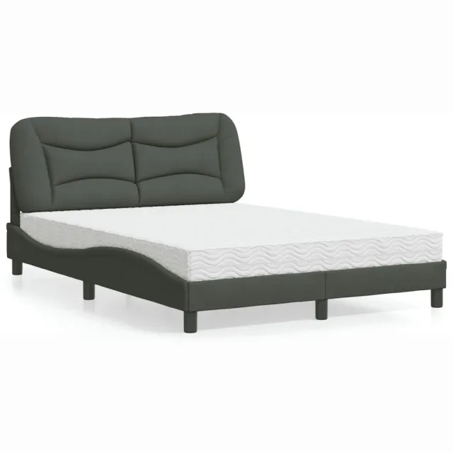 vidaXL Bed met matras "Hvar" stof donkergrijs 140x200 cm