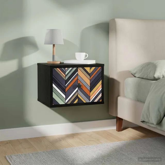 vidaXL Wandkastje OMMEN 2 st Zwart eiken 36 x 33 x 25 cm Bewerkt hout