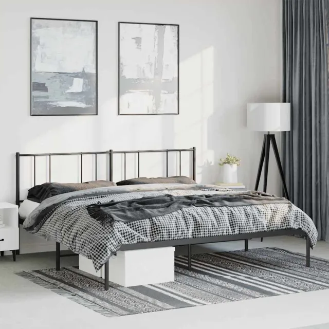 vidaXL Bedframe met hoofdbord metaal zwart 183x213 cm