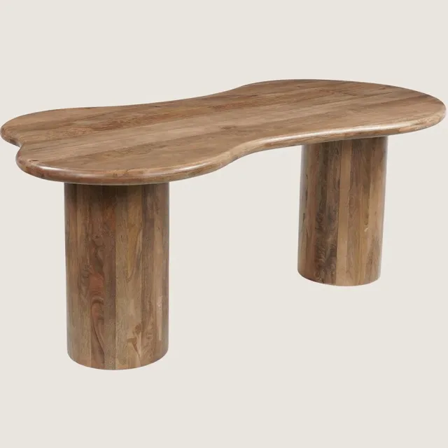 Niva Home Organische Eettafel 200 cm Mangohout – Bruin – Houten Kolom Onderstel – Modern Design – 6-7 Personen