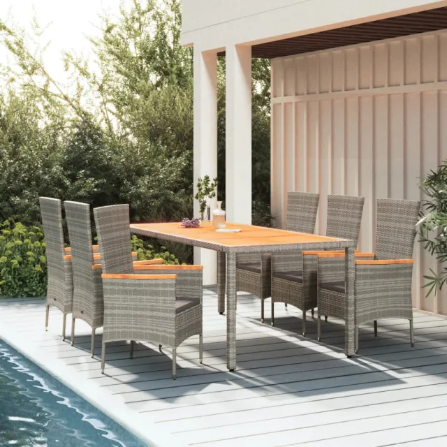 vidaXL 7-delige Tuinset met kussens poly rattan grijs, foto 2
