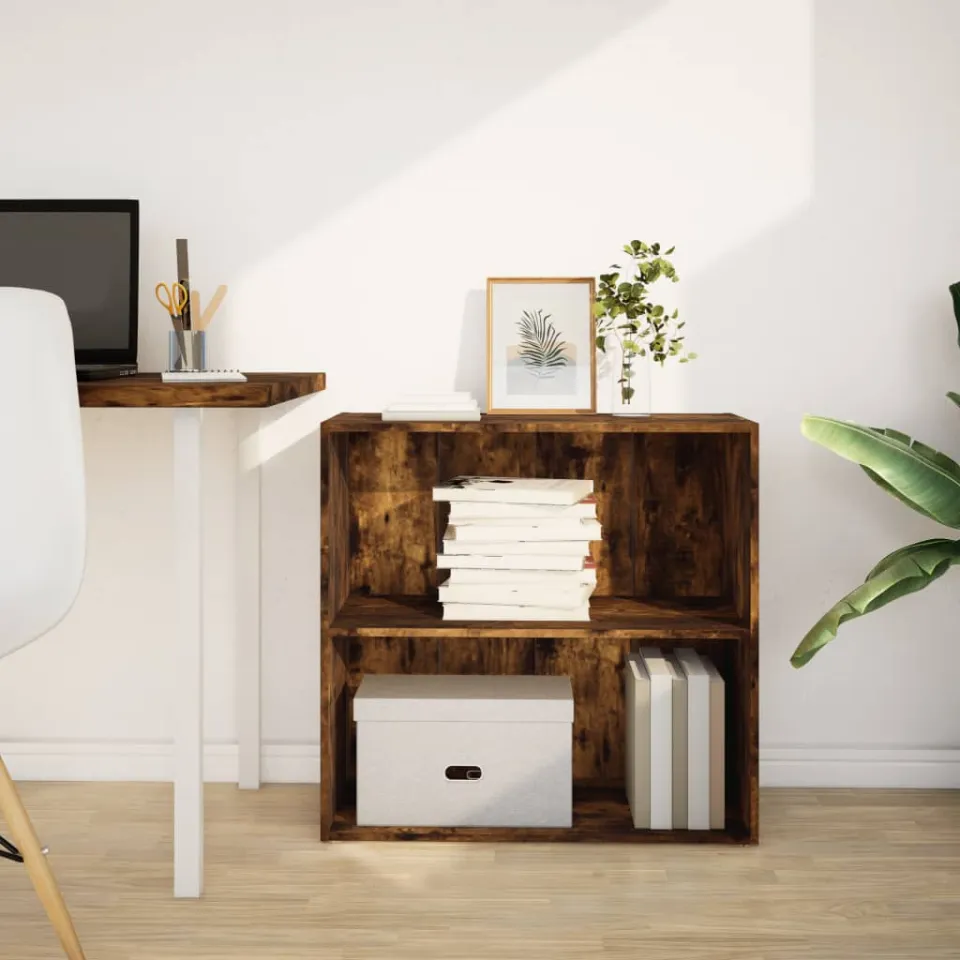 vidaXL Boekenkast 80x30x77 cm bewerkt hout gerookt eikenkleurig, foto 2