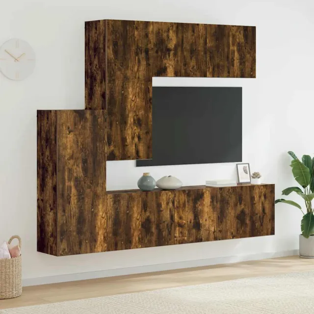 vidaXL 5-delige Tv-wandmeubelset bewerkt hout gerookt eikenkleurig, foto 2